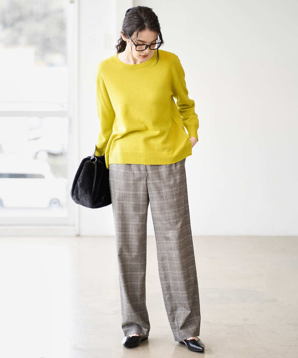 PJFAD37430 CHRISTIAN AUJARD Lサイズ(クリスチャン・オジャール Lサイズ) 【大きいサイズ/アンサンブル対応】カシミヤシルクニット ライム