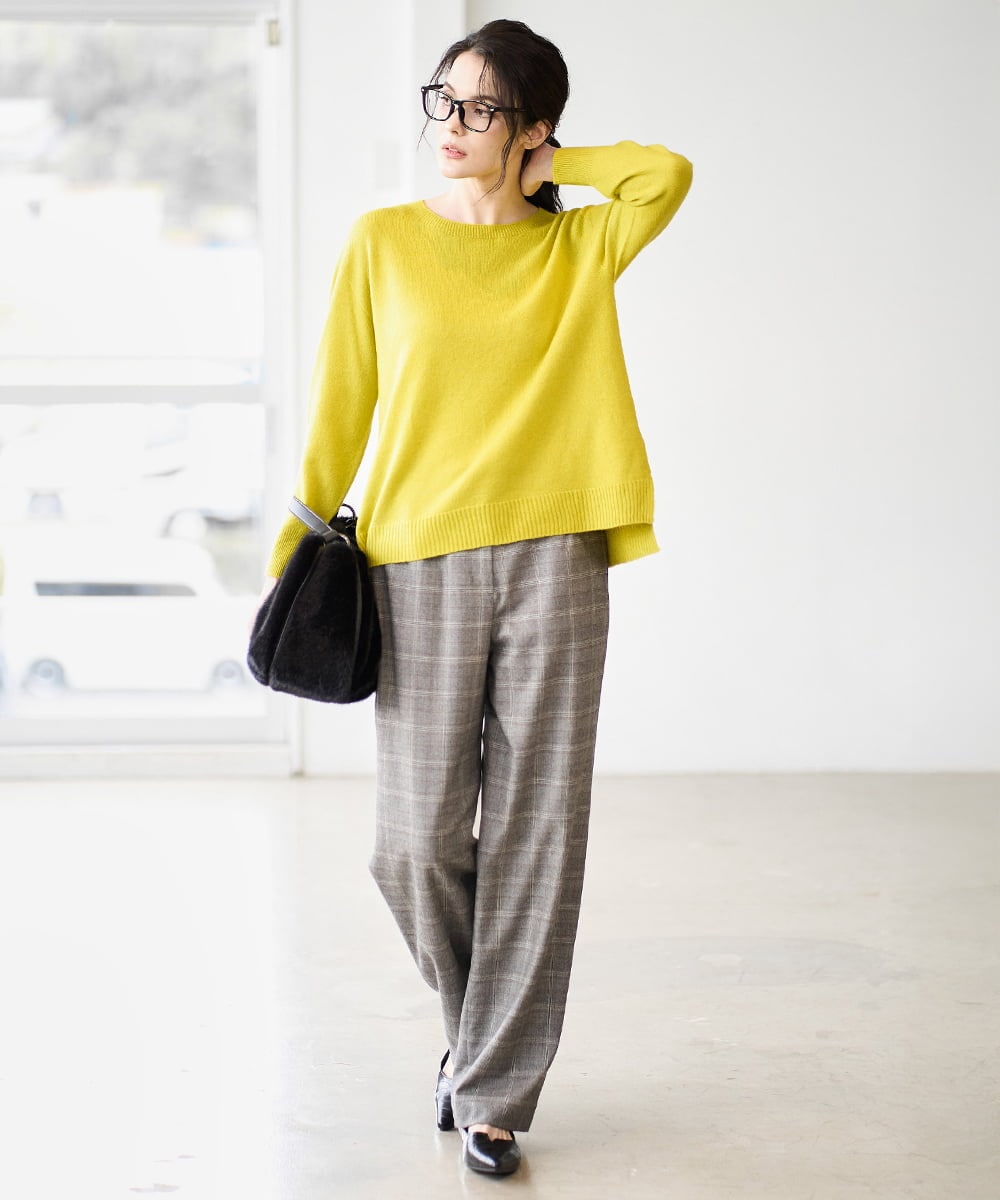 PJFAD37430 CHRISTIAN AUJARD Lサイズ(クリスチャン・オジャール Lサイズ) 【大きいサイズ/アンサンブル対応】カシミヤシルクニット ライム