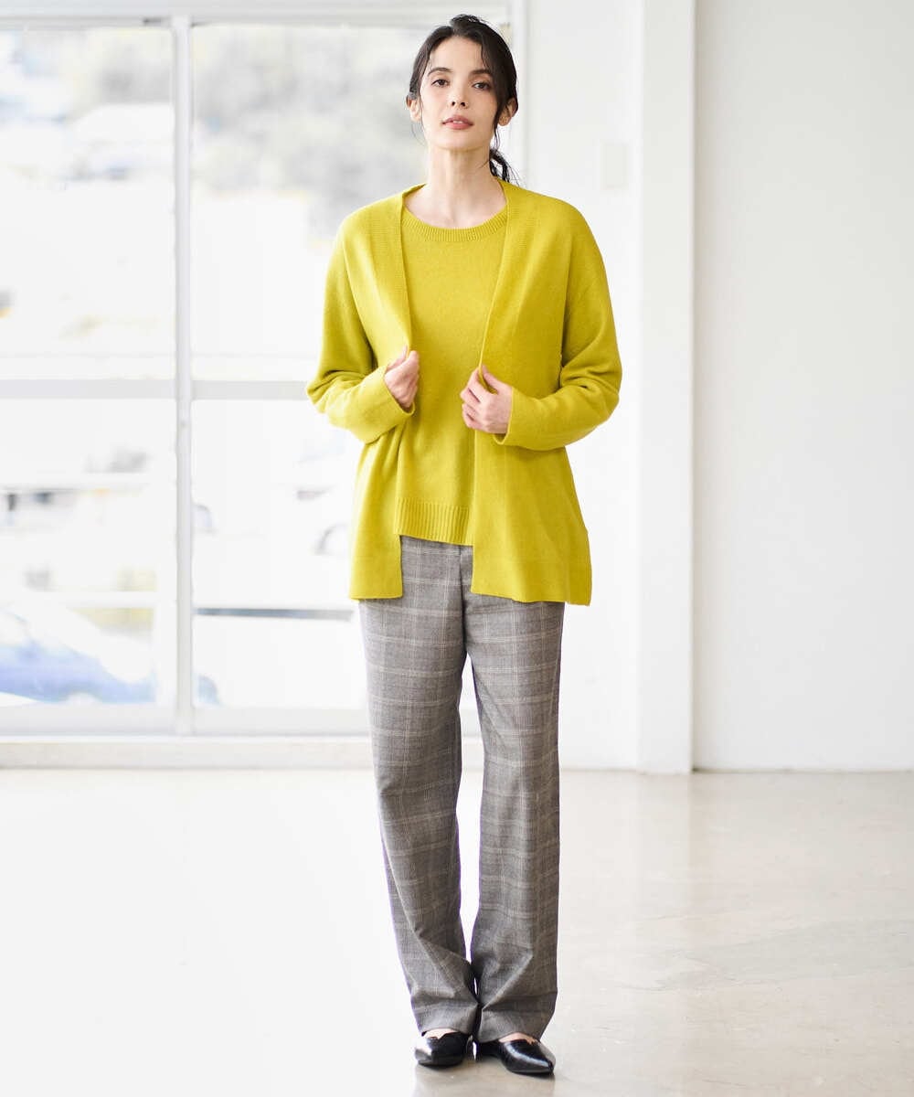 PJFAD37430 CHRISTIAN AUJARD Lサイズ(クリスチャン・オジャール Lサイズ) 【大きいサイズ/アンサンブル対応】カシミヤシルクニット ライム