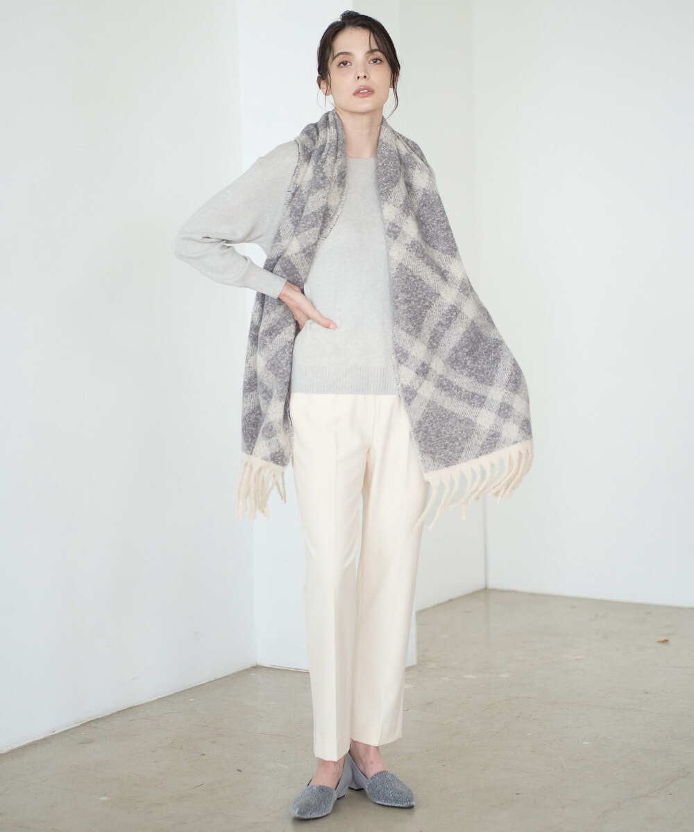 PJFAD37430 CHRISTIAN AUJARD Lサイズ(クリスチャン・オジャール Lサイズ) 【大きいサイズ/アンサンブル対応】カシミヤシルクニット ライトグレー