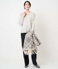 PJFAD37430 CHRISTIAN AUJARD Lサイズ(クリスチャン・オジャール Lサイズ) 【大きいサイズ/アンサンブル対応】カシミヤシルクニット ライトグレー