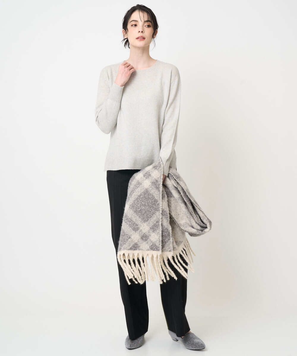 PJFAD37430 CHRISTIAN AUJARD Lサイズ(クリスチャン・オジャール Lサイズ) 【大きいサイズ/アンサンブル対応】カシミヤシルクニット ライトグレー