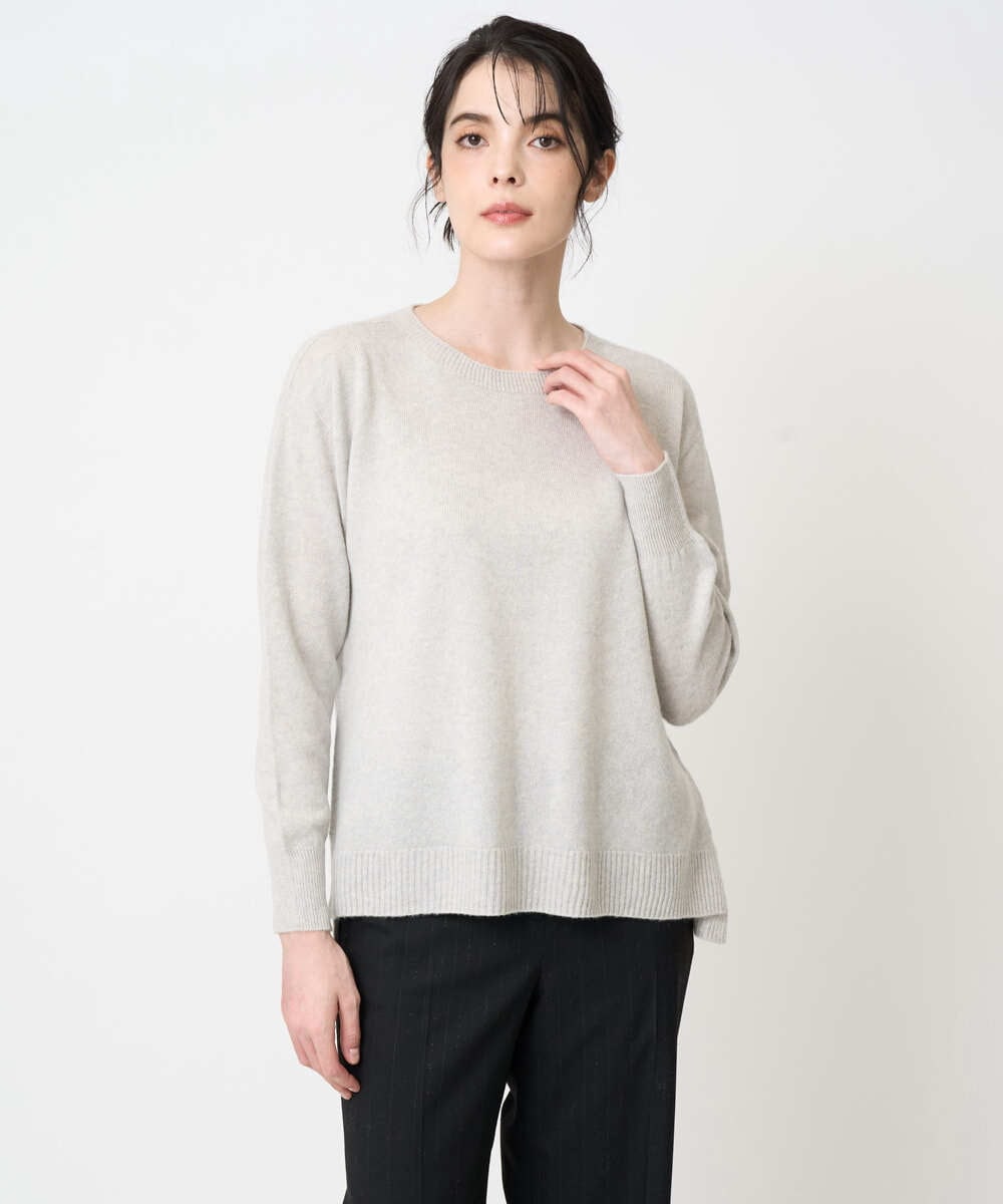 PJFAD37430 CHRISTIAN AUJARD Lサイズ(クリスチャン・オジャール Lサイズ) 【大きいサイズ/アンサンブル対応】カシミヤシルクニット ライトグレー