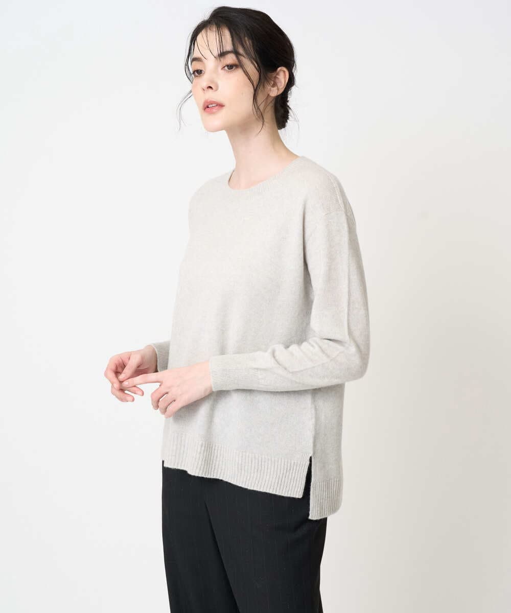 PJFAD37430 CHRISTIAN AUJARD Lサイズ(クリスチャン・オジャール Lサイズ) 【大きいサイズ/アンサンブル対応】カシミヤシルクニット ライトグレー