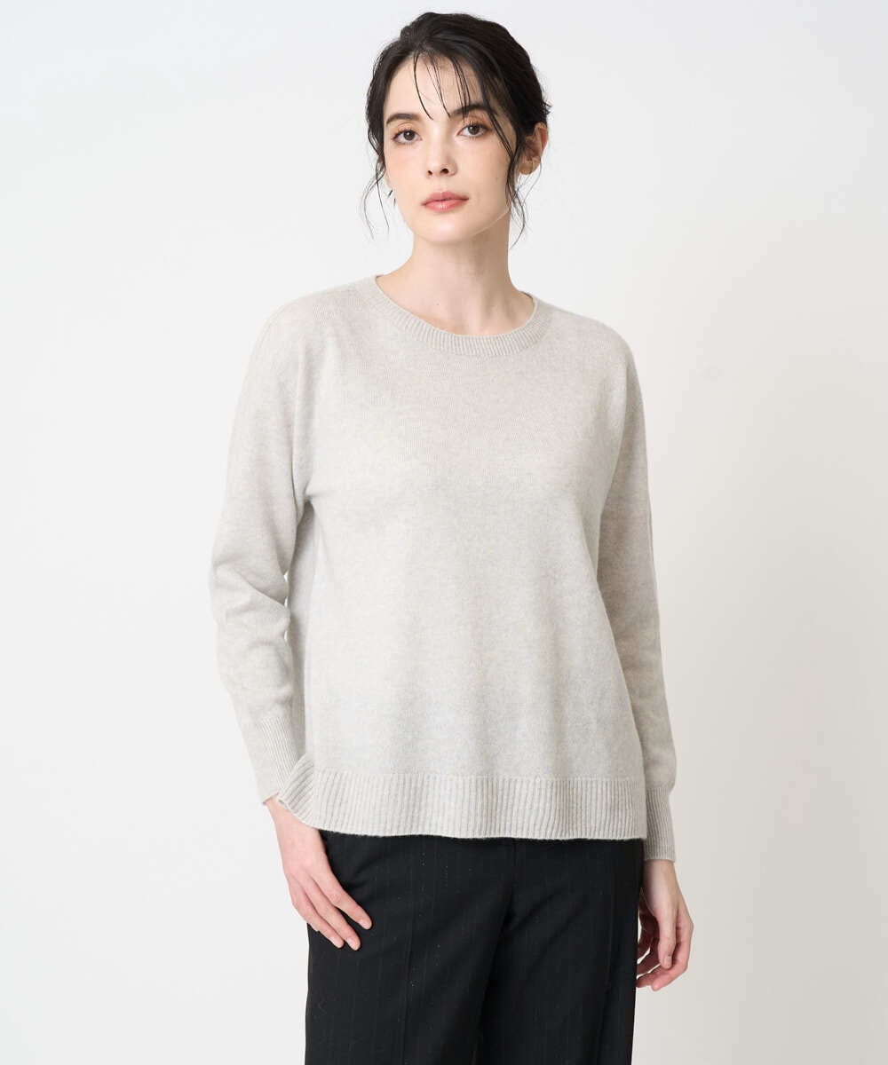 PJFAD37430 CHRISTIAN AUJARD Lサイズ(クリスチャン・オジャール Lサイズ) 【大きいサイズ/アンサンブル対応】カシミヤシルクニット ライトグレー