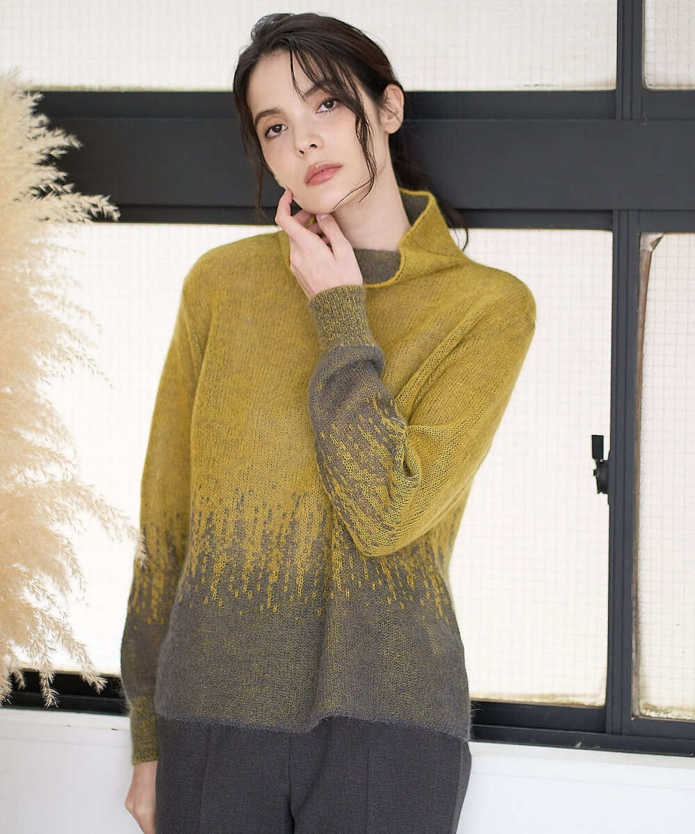 PJFAD41390 CHRISTIAN AUJARD Lサイズ(クリスチャン・オジャール Lサイズ) 【大きいサイズ】グラデーションニットプルオーバー マスタード