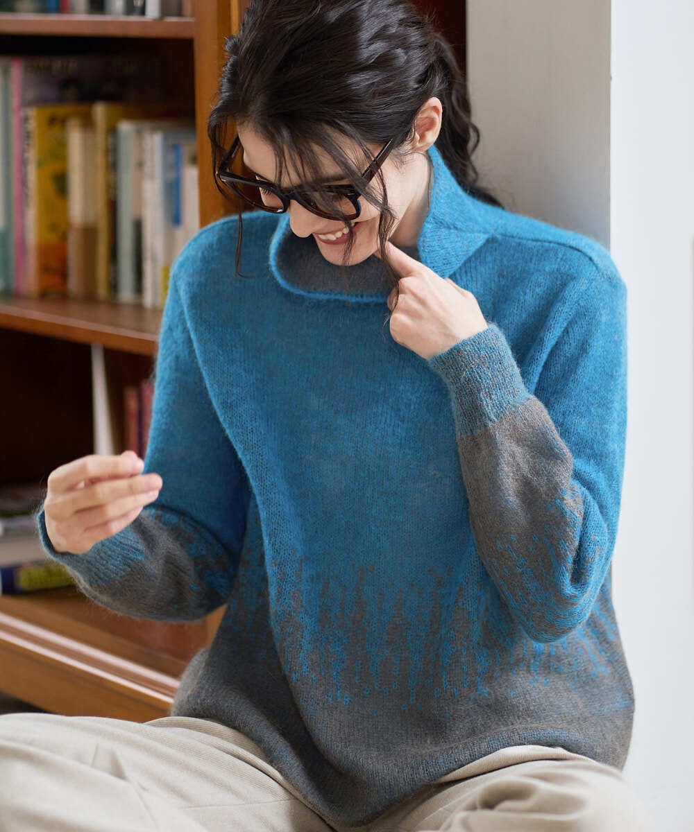 PJFAD41390 CHRISTIAN AUJARD Lサイズ(クリスチャン・オジャール Lサイズ) 【大きいサイズ】グラデーションニットプルオーバー ブルー