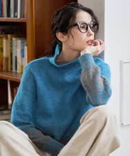 PJFAD41390 CHRISTIAN AUJARD Lサイズ(クリスチャン・オジャール Lサイズ) 【大きいサイズ】グラデーションニットプルオーバー ブルー