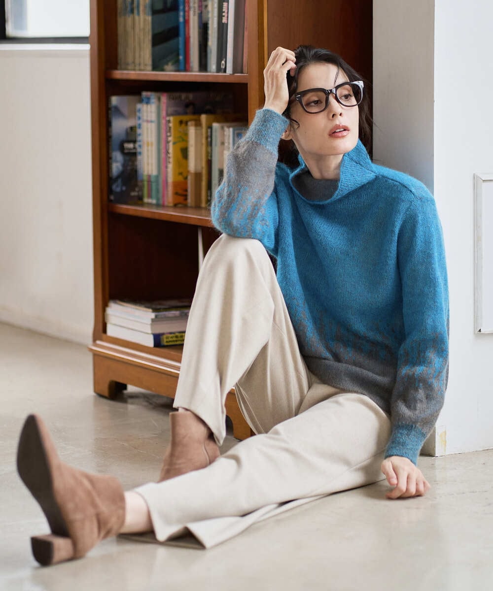 PJFAD41390 CHRISTIAN AUJARD Lサイズ(クリスチャン・オジャール Lサイズ) 【大きいサイズ】グラデーションニットプルオーバー ブルー