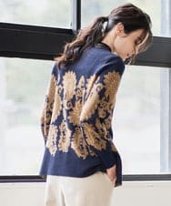 PJFAD45460 CHRISTIAN AUJARD Lサイズ(クリスチャン・オジャール Lサイズ) 【大きいサイズ】ペイズリージャガードニット ネイビー×ブラウン