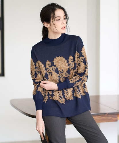 PJFAD45460 CHRISTIAN AUJARD Lサイズ 【大きいサイズ】ペイズリージャガードニット