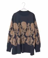 PJFAD45460 CHRISTIAN AUJARD Lサイズ(クリスチャン・オジャール Lサイズ) 【大きいサイズ】ペイズリージャガードニット ネイビー×ブラウン