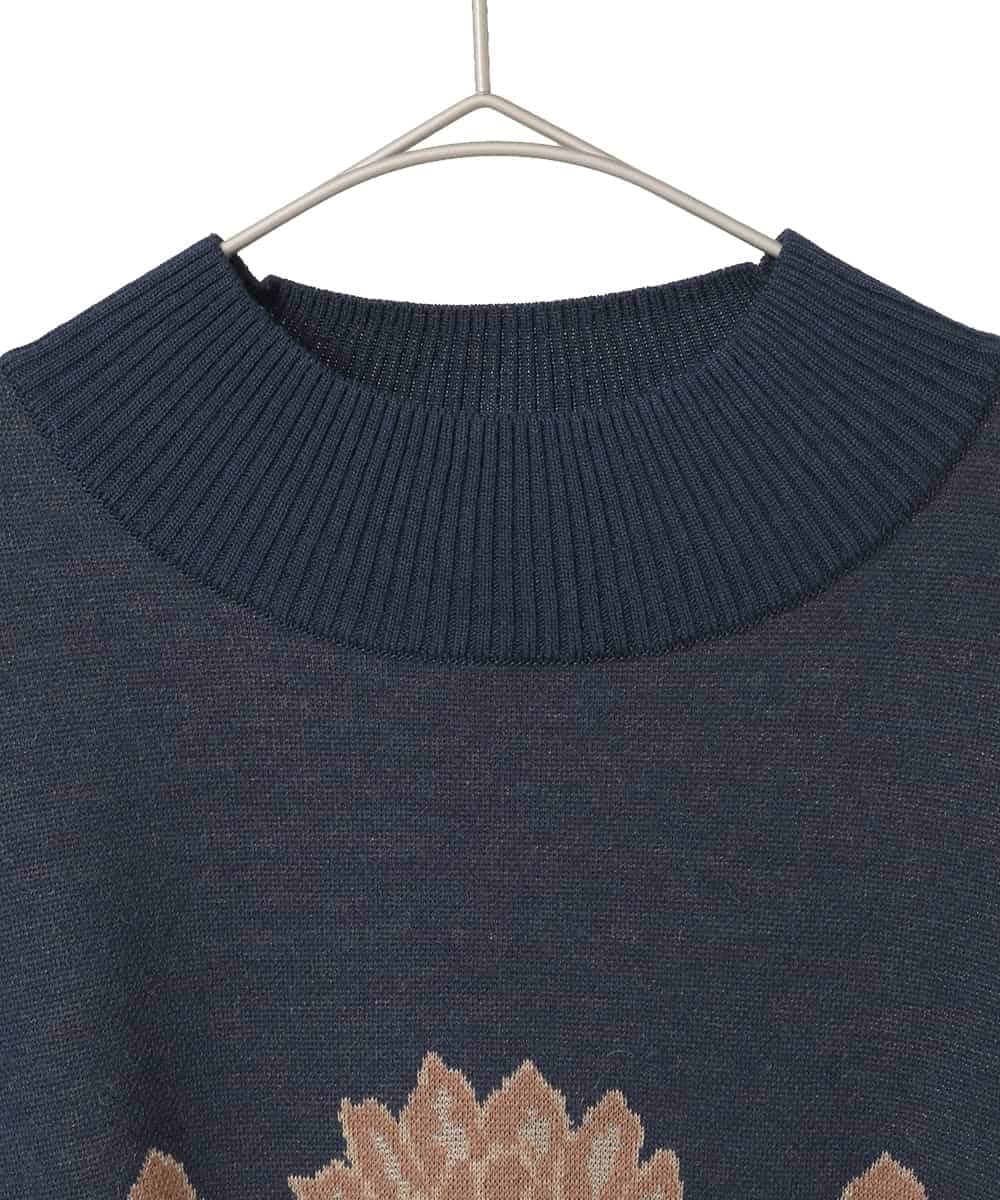 PJFAD45460 CHRISTIAN AUJARD Lサイズ(クリスチャン・オジャール Lサイズ) 【大きいサイズ】ペイズリージャガードニット ネイビー×ブラウン