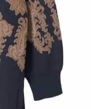 PJFAD45460 CHRISTIAN AUJARD Lサイズ(クリスチャン・オジャール Lサイズ) 【大きいサイズ】ペイズリージャガードニット ネイビー×ブラウン