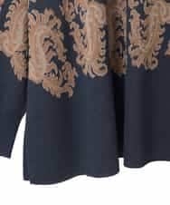 PJFAD45460 CHRISTIAN AUJARD Lサイズ(クリスチャン・オジャール Lサイズ) 【大きいサイズ】ペイズリージャガードニット ネイビー×ブラウン