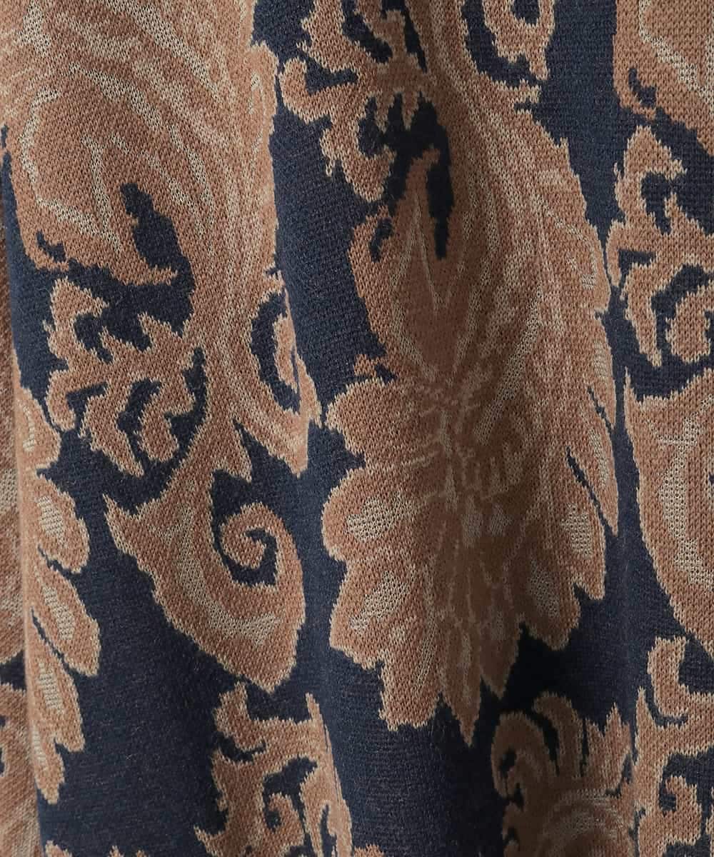 PJFAD45460 CHRISTIAN AUJARD Lサイズ(クリスチャン・オジャール Lサイズ) 【大きいサイズ】ペイズリージャガードニット ネイビー×ブラウン