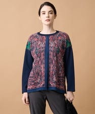 PJFAE02620 CHRISTIAN AUJARD Lサイズ(クリスチャン・オジャール Lサイズ) 【大きいサイズ】RATTIペイズリープリントプルオーバー ピンク×ネイビー系