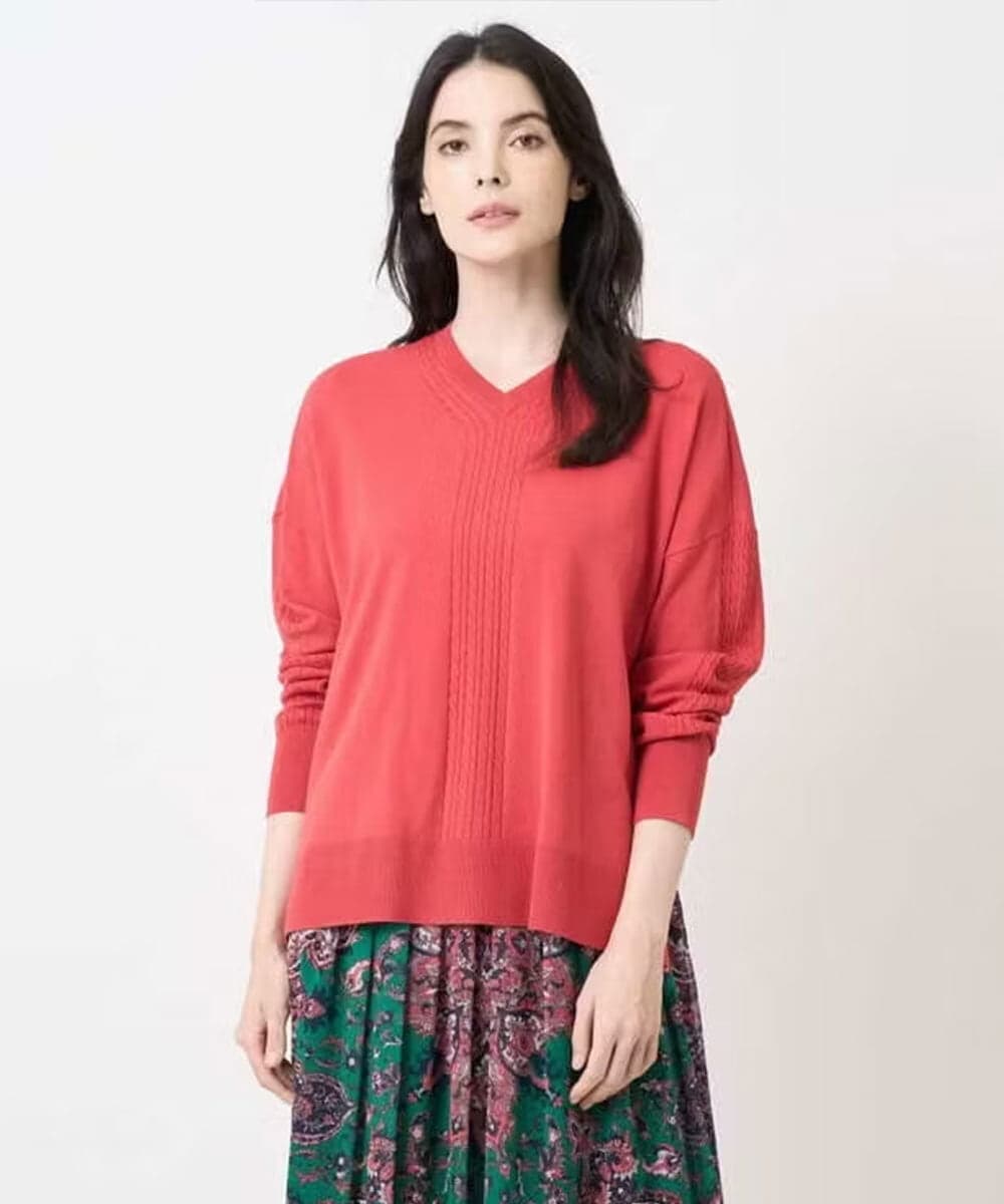 PJFAE06330 CHRISTIAN AUJARD Lサイズ 【大きいサイズ】Vネックプルオーバーニット