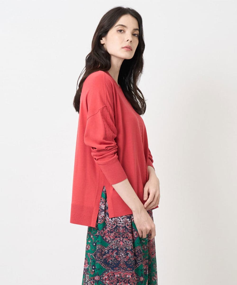 PJFAE06330 CHRISTIAN AUJARD Lサイズ(クリスチャン・オジャール Lサイズ) 【大きいサイズ】Vネックプルオーバーニット ピンク