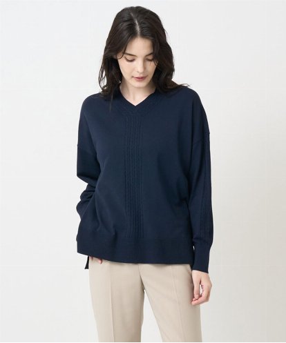 PJFAE06330 CHRISTIAN AUJARD Lサイズ 【大きいサイズ】Vネックプルオーバーニット