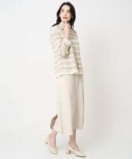 PJFCD05460 CHRISTIAN AUJARD Lサイズ(クリスチャン・オジャール Lサイズ) 【大きいサイズ】バスケットジャガードプルオーバーニット ベージュ×アイボリー 