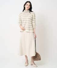 PJFCD05460 CHRISTIAN AUJARD Lサイズ(クリスチャン・オジャール Lサイズ) 【大きいサイズ】バスケットジャガードプルオーバーニット ベージュ×アイボリー 