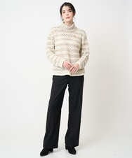 PJFCD05460 CHRISTIAN AUJARD Lサイズ(クリスチャン・オジャール Lサイズ) 【大きいサイズ】バスケットジャガードプルオーバーニット ベージュ×アイボリー 