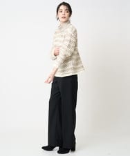 PJFCD05460 CHRISTIAN AUJARD Lサイズ(クリスチャン・オジャール Lサイズ) 【大きいサイズ】バスケットジャガードプルオーバーニット ベージュ×アイボリー 