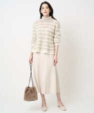 PJFCD05460 CHRISTIAN AUJARD Lサイズ(クリスチャン・オジャール Lサイズ) 【大きいサイズ】バスケットジャガードプルオーバーニット ベージュ×アイボリー 