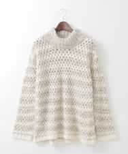 PJFCD05460 CHRISTIAN AUJARD Lサイズ(クリスチャン・オジャール Lサイズ) 【大きいサイズ】バスケットジャガードプルオーバーニット ベージュ×アイボリー 