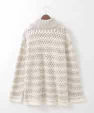 PJFCD05460 CHRISTIAN AUJARD Lサイズ(クリスチャン・オジャール Lサイズ) 【大きいサイズ】バスケットジャガードプルオーバーニット ベージュ×アイボリー 