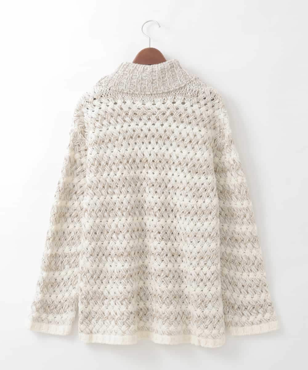 PJFCD05460 CHRISTIAN AUJARD Lサイズ(クリスチャン・オジャール Lサイズ) 【大きいサイズ】バスケットジャガードプルオーバーニット ベージュ×アイボリー 