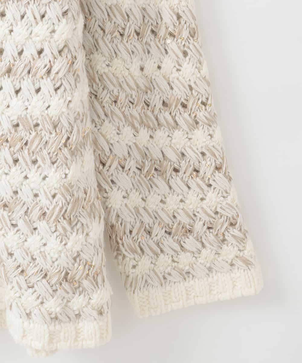 PJFCD05460 CHRISTIAN AUJARD Lサイズ(クリスチャン・オジャール Lサイズ) 【大きいサイズ】バスケットジャガードプルオーバーニット ベージュ×アイボリー 