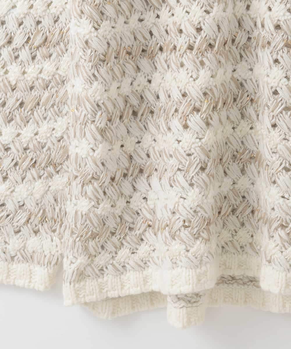 PJFCD05460 CHRISTIAN AUJARD Lサイズ(クリスチャン・オジャール Lサイズ) 【大きいサイズ】バスケットジャガードプルオーバーニット ベージュ×アイボリー 