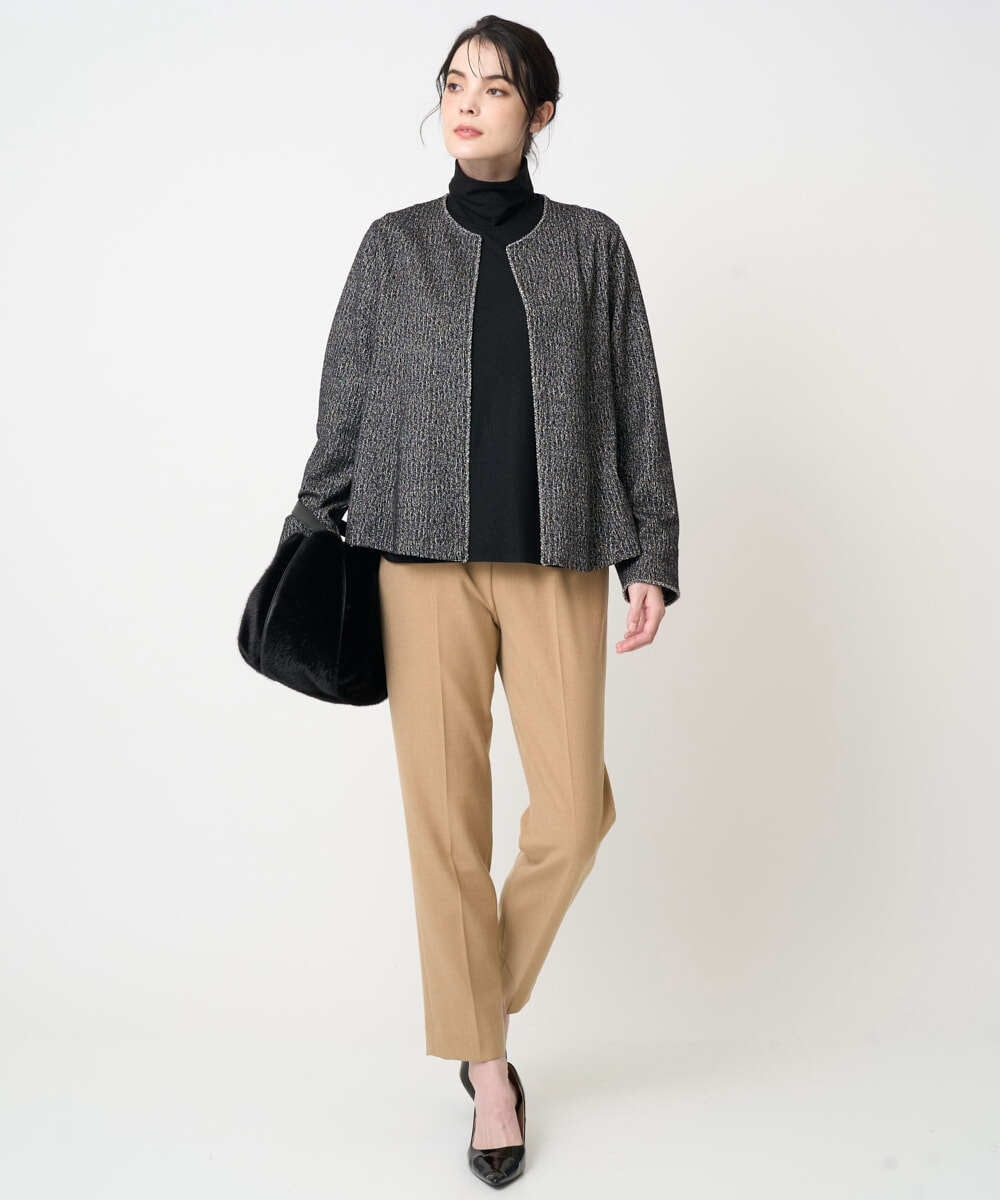 PJFCD07220 CHRISTIAN AUJARD Lサイズ(クリスチャン・オジャール Lサイズ) 【大きいサイズ/肌触り良い･軽い】ベーシックプルオーバーニット ブラック