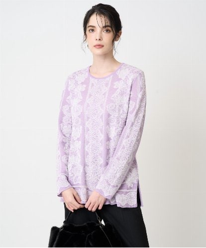 PJFCD08420 CHRISTIAN AUJARD Lサイズ 【大きいサイズ】レーシージャガードニットプルオーバー