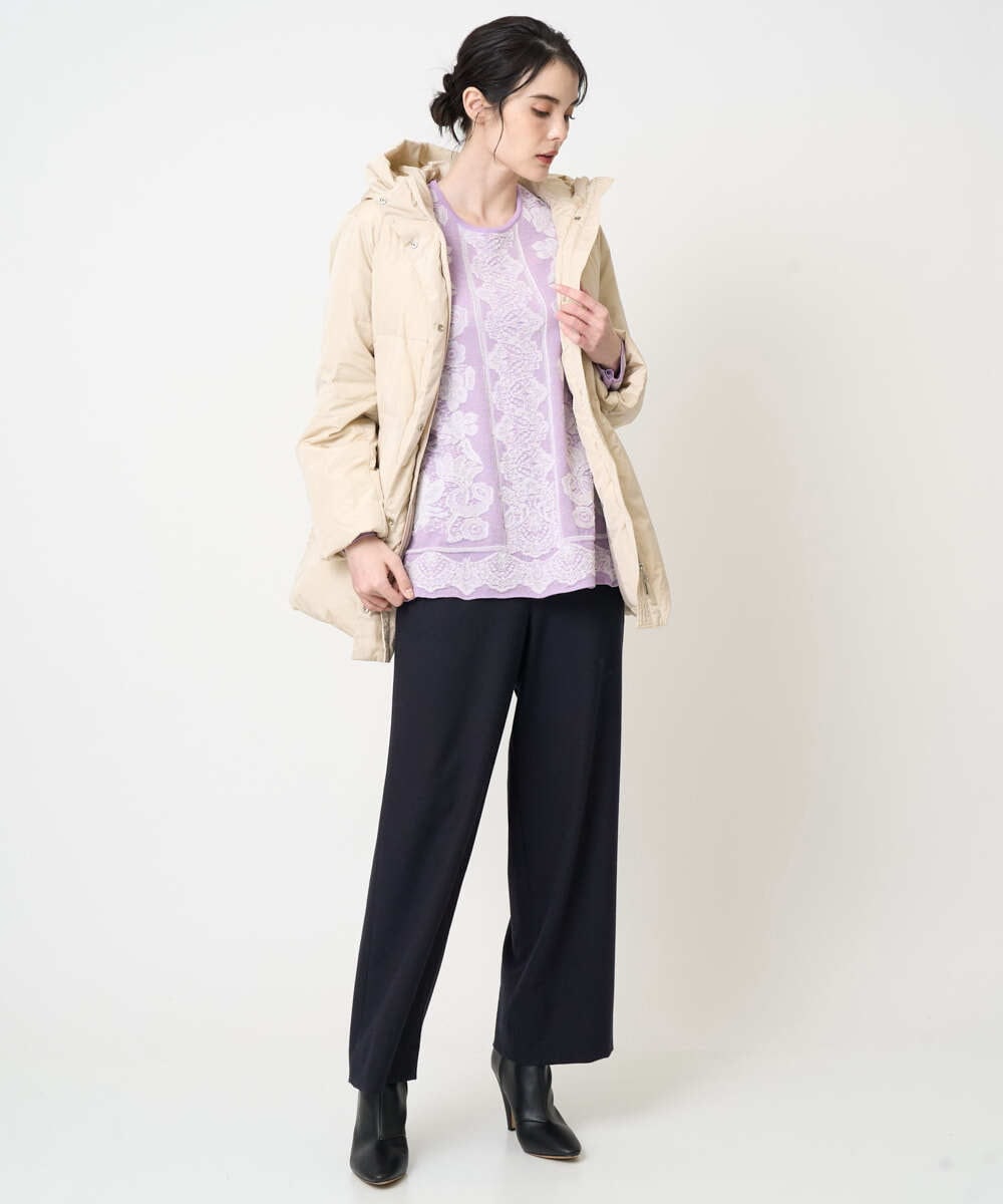 PJFCD08420 CHRISTIAN AUJARD Lサイズ(クリスチャン・オジャール Lサイズ) 【大きいサイズ】レーシージャガードニットプルオーバー ラベンダー