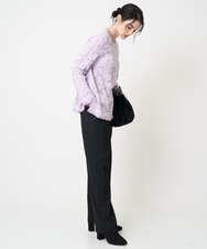 PJFCD08420 CHRISTIAN AUJARD Lサイズ(クリスチャン・オジャール Lサイズ) 【大きいサイズ】レーシージャガードニットプルオーバー ラベンダー