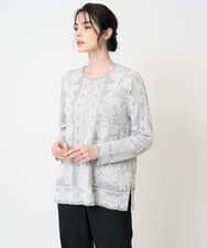 PJFCD08420 CHRISTIAN AUJARD Lサイズ(クリスチャン・オジャール Lサイズ) 【大きいサイズ】レーシージャガードニットプルオーバー ライトグレー