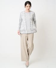 PJFCD08420 CHRISTIAN AUJARD Lサイズ(クリスチャン・オジャール Lサイズ) 【大きいサイズ】レーシージャガードニットプルオーバー ライトグレー