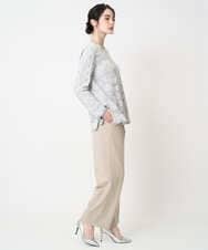 PJFCD08420 CHRISTIAN AUJARD Lサイズ(クリスチャン・オジャール Lサイズ) 【大きいサイズ】レーシージャガードニットプルオーバー ライトグレー