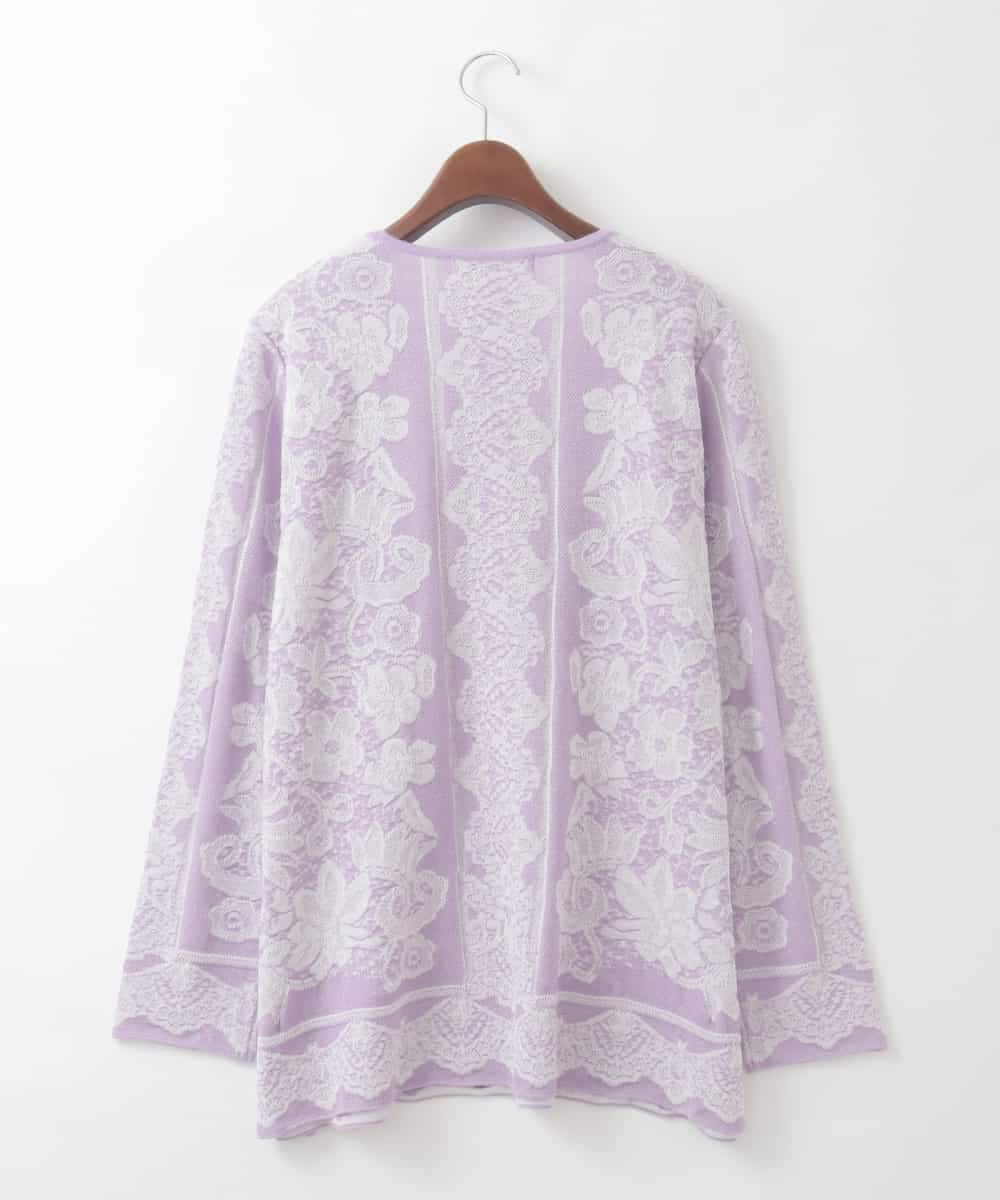 PJFCD08420 CHRISTIAN AUJARD Lサイズ(クリスチャン・オジャール Lサイズ) 【大きいサイズ】レーシージャガードニットプルオーバー ラベンダー