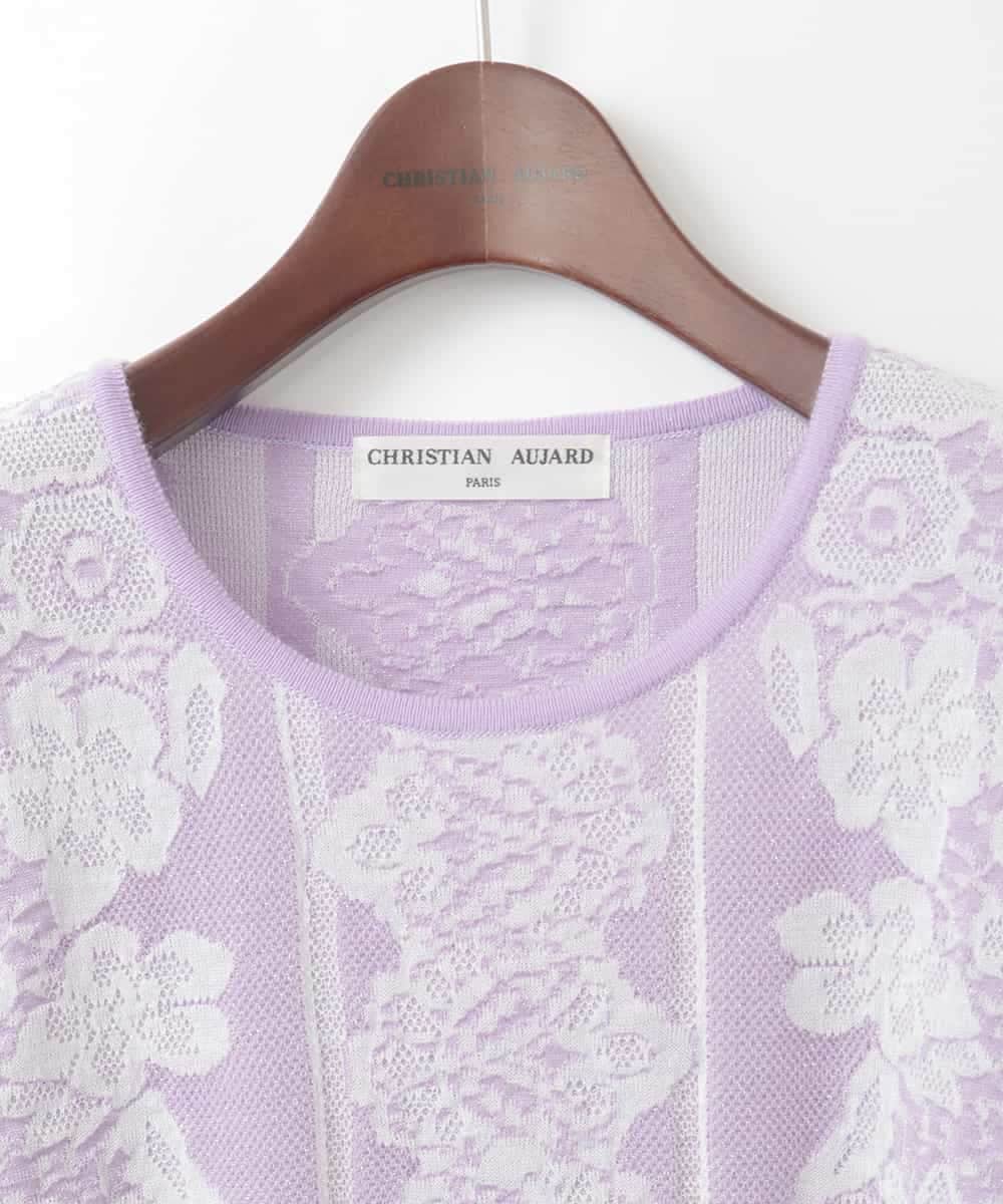 PJFCD08420 CHRISTIAN AUJARD Lサイズ(クリスチャン・オジャール Lサイズ) 【大きいサイズ】レーシージャガードニットプルオーバー ラベンダー