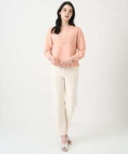 PJFEE02320 CHRISTIAN AUJARD Lサイズ(クリスチャン・オジャール Lサイズ) 【大きいサイズ/アンサンブル対応】ホールガーメントニットプルオーバー サーモンピンク