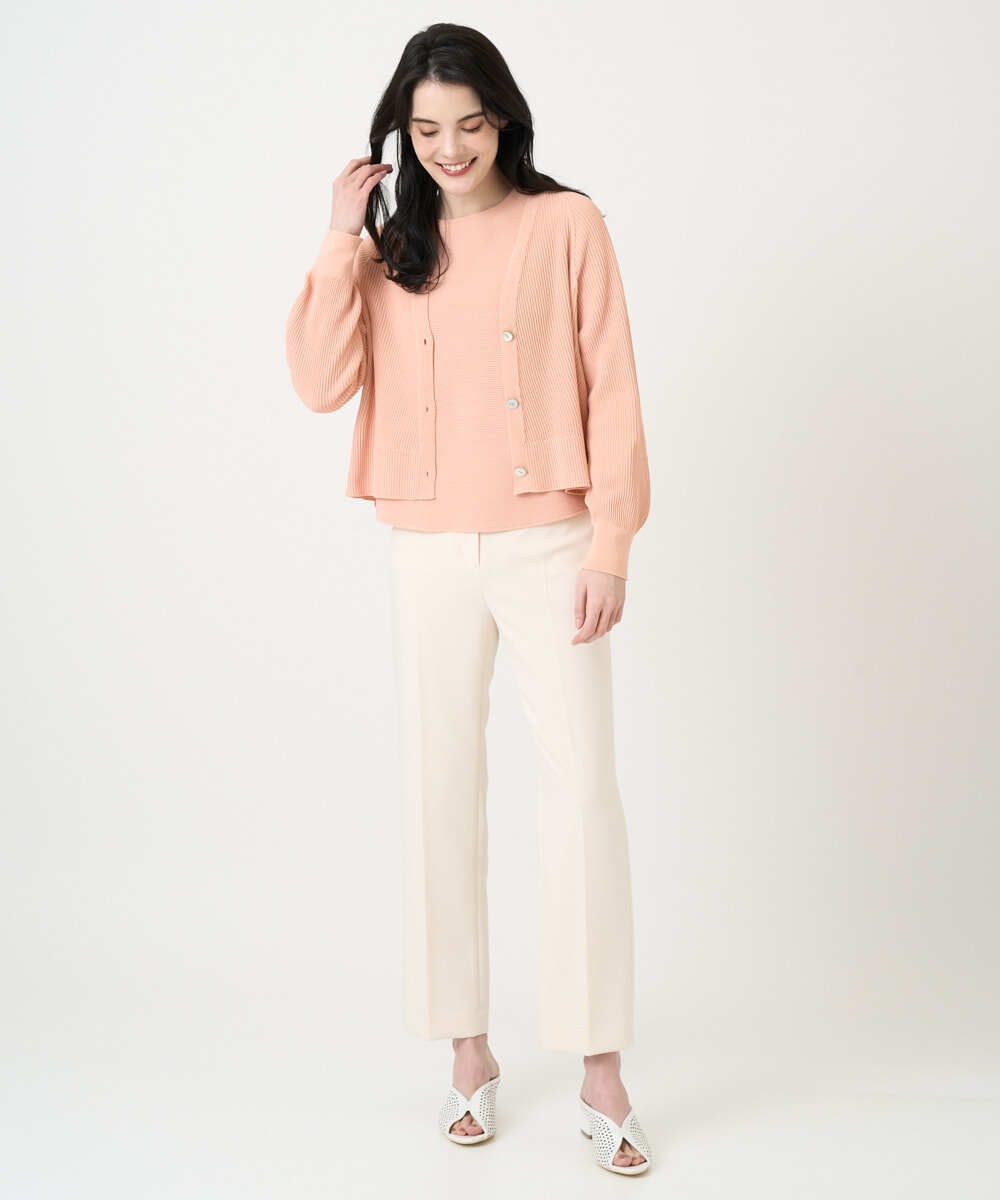 PJFEE02320 CHRISTIAN AUJARD Lサイズ(クリスチャン・オジャール Lサイズ) 【大きいサイズ/アンサンブル対応】ホールガーメントニットプルオーバー サーモンピンク