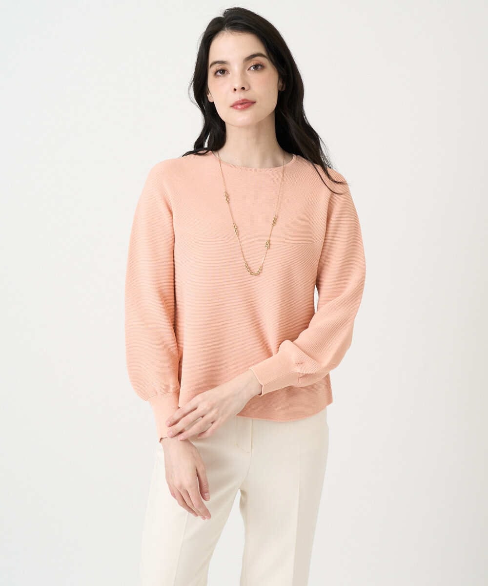 PJFEE02320 CHRISTIAN AUJARD Lサイズ(クリスチャン・オジャール Lサイズ) 【大きいサイズ/アンサンブル対応】ホールガーメントニットプルオーバー サーモンピンク