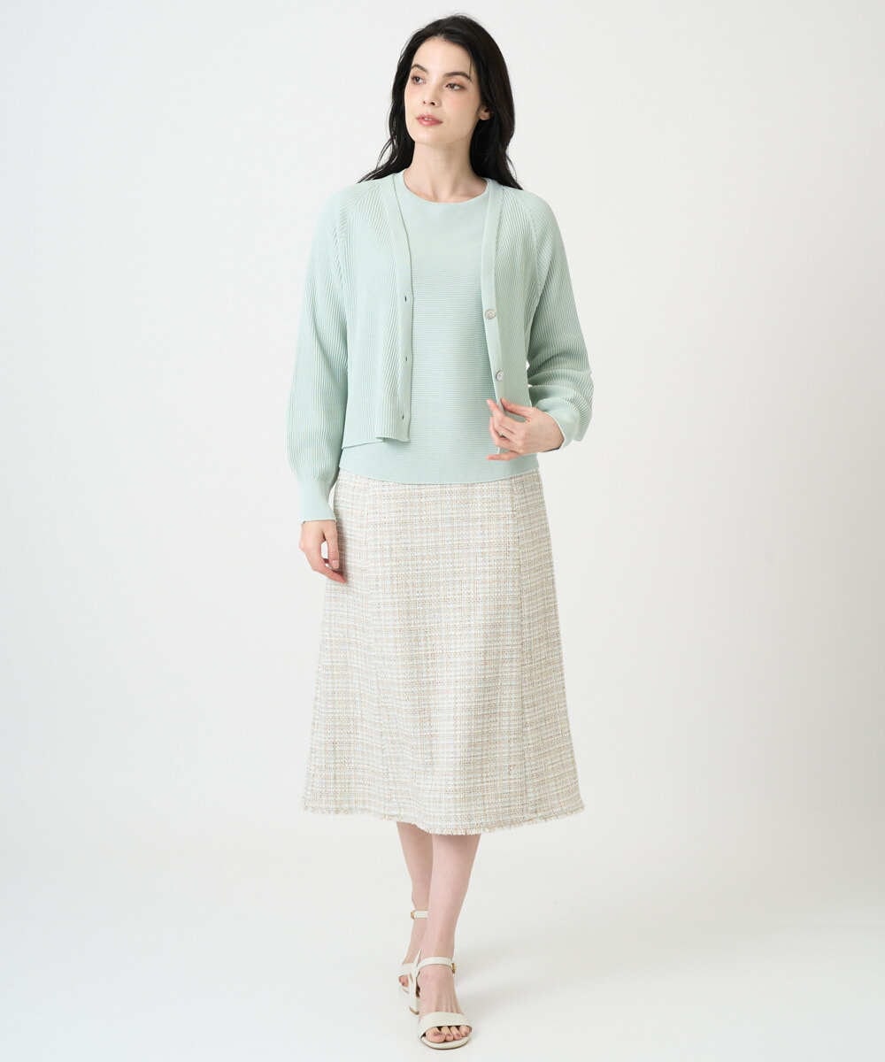 PJFEE02320 CHRISTIAN AUJARD Lサイズ(クリスチャン・オジャール Lサイズ) 【大きいサイズ/アンサンブル対応】ホールガーメントニットプルオーバー グリーン