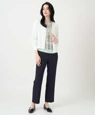 PJFEE03420 CHRISTIAN AUJARD Lサイズ(クリスチャン・オジャール Lサイズ) 【大きいサイズ/アンサンブル対応】レーシーオーナメントプリントトップス グリーン