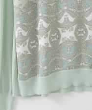 PJFEE03420 CHRISTIAN AUJARD Lサイズ(クリスチャン・オジャール Lサイズ) 【大きいサイズ/アンサンブル対応】レーシーオーナメントプリントトップス グリーン