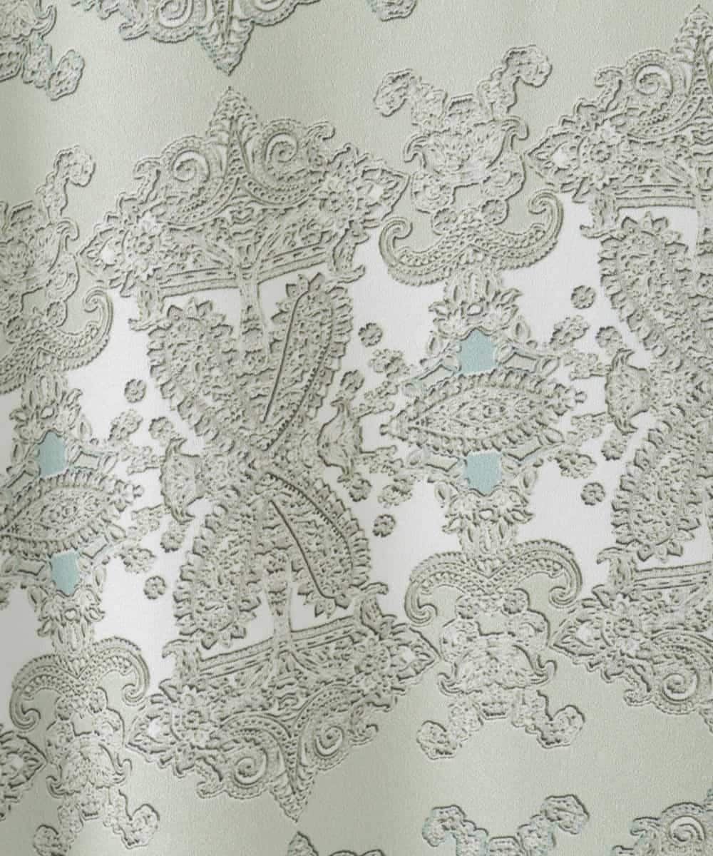 PJFEE03420 CHRISTIAN AUJARD Lサイズ(クリスチャン・オジャール Lサイズ) 【大きいサイズ/アンサンブル対応】レーシーオーナメントプリントトップス グリーン